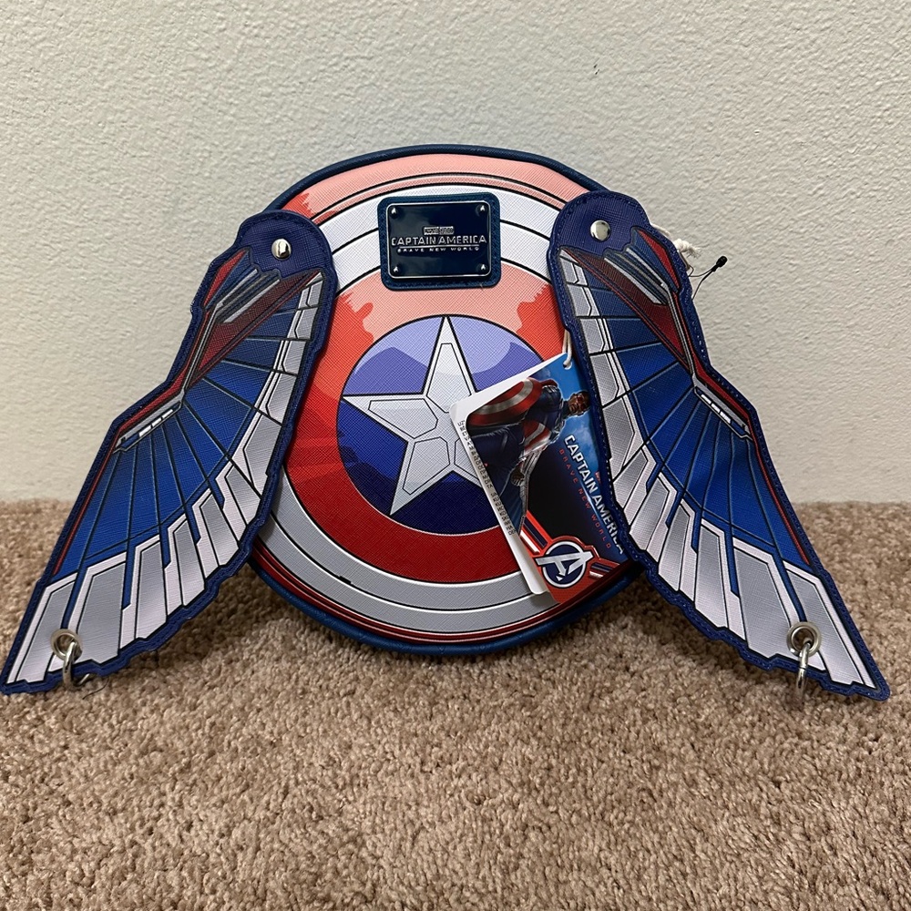 Captain America Shield Winged Crossbody Bag - Blue, Red, White